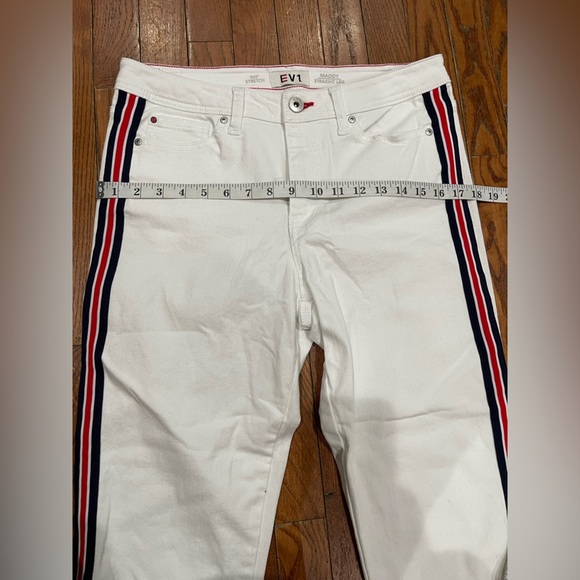 Women's White Pants with Striped Detail - Picture 5 of 14